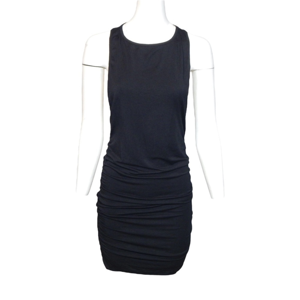 Rachel Pally Elsa Racerback Tank Dress Size Small Black Ruched Mini